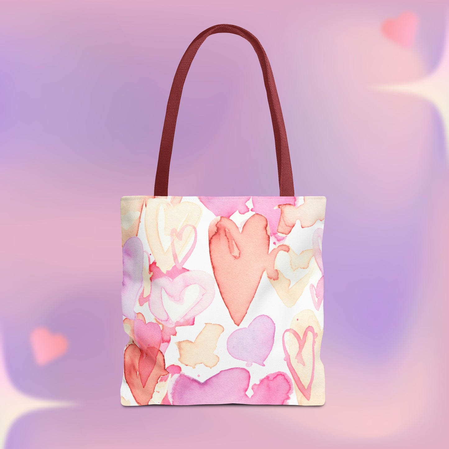 Watercolor Valentine Hearts Tote Bag