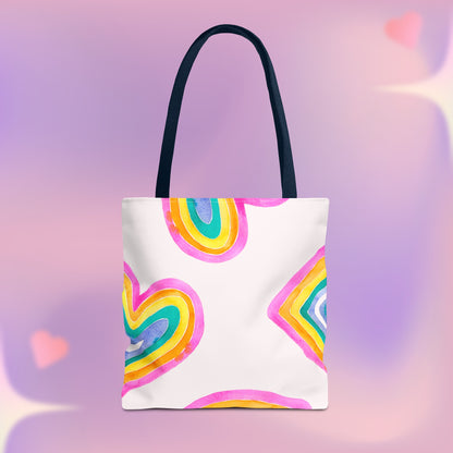 Rainbow Hearts Tote Bag