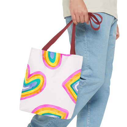 Rainbow Hearts Tote Bag