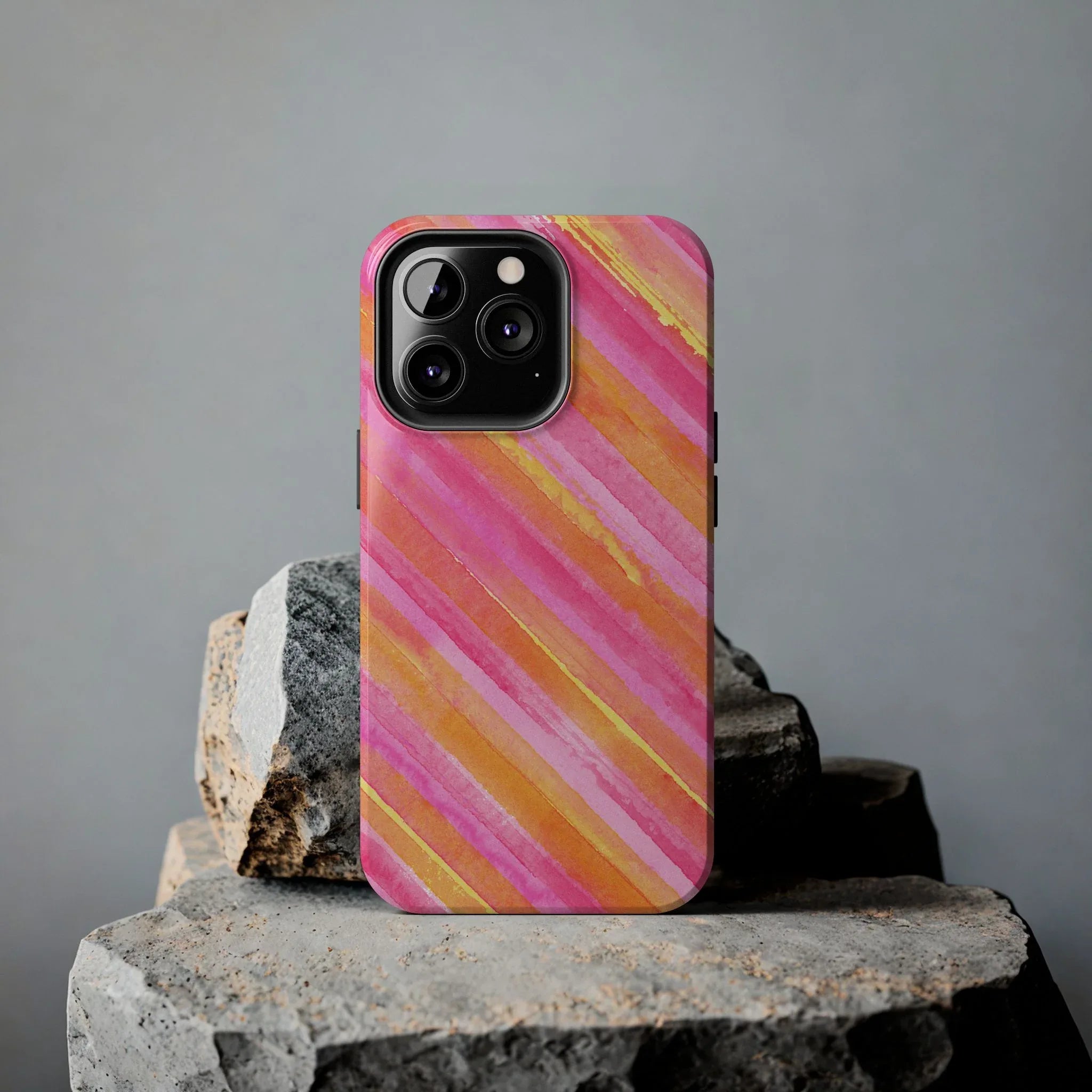 Pink Lemon Stripes Phone Case (Apple & Android) - Pink Sweetheart