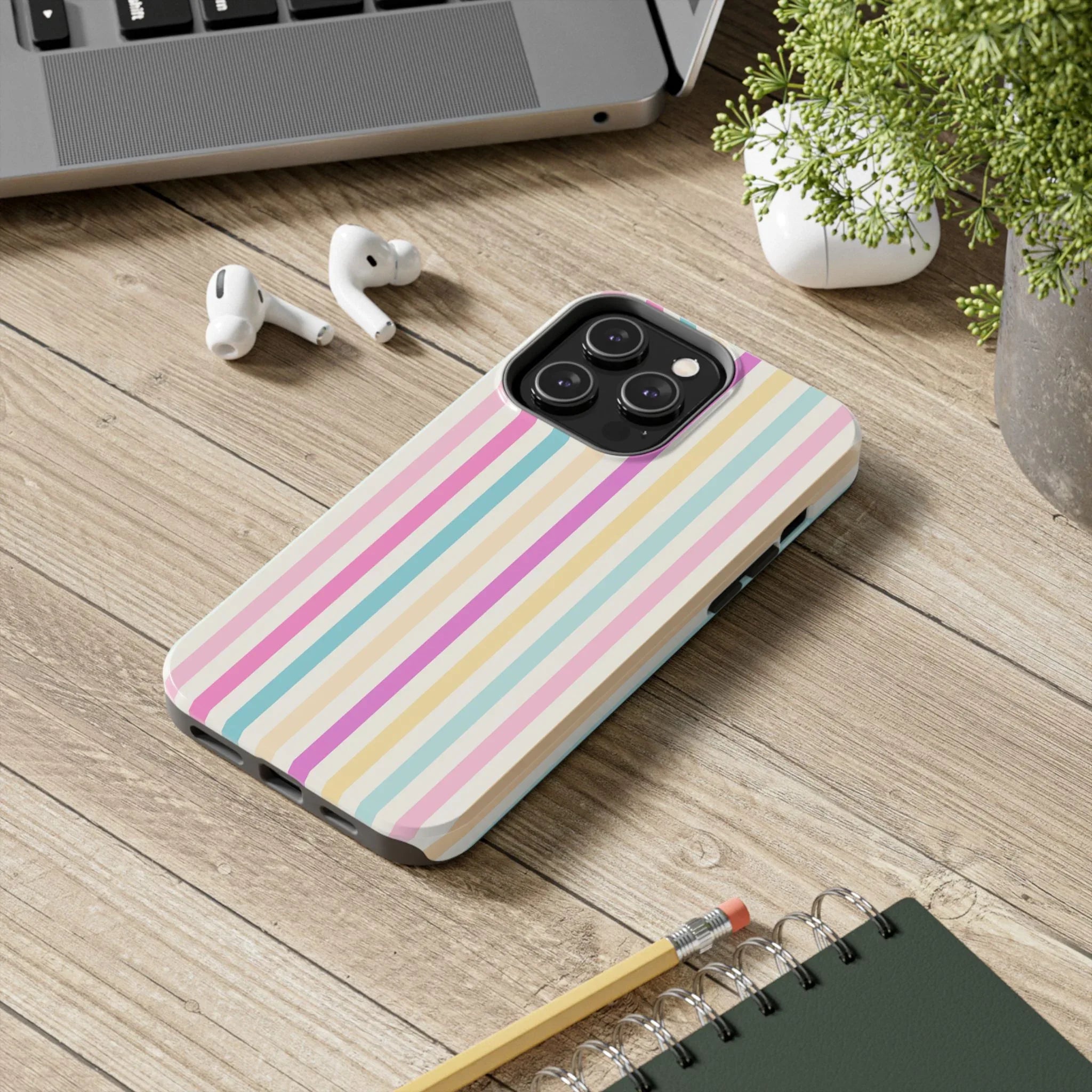 Pastel Candy Stripes Phone Cases (Apple & Android) - Pink Sweetheart
