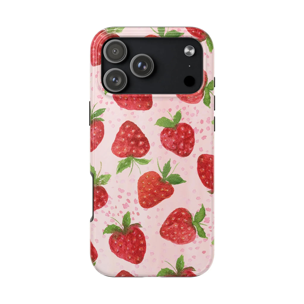 Cute Strawberries Phone Case (Apple & Android) - Pink Sweetheart