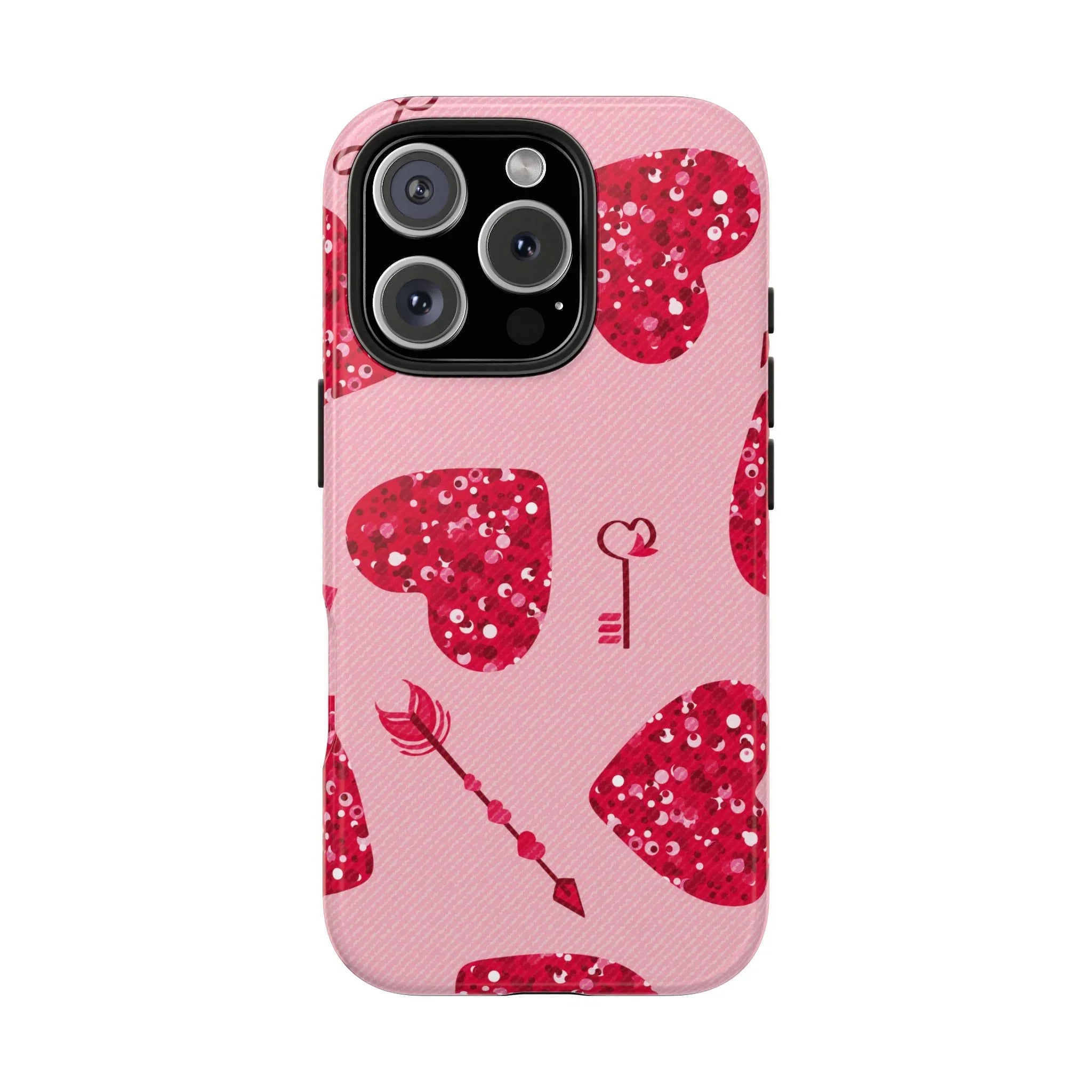 Sparkling Red Hearts Phone Case (Apple & Android) - Pink Sweetheart