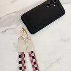 Checkered Crossbody Phone Lanyard - Pink Sweetheart