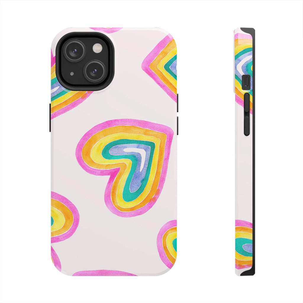 Rainbow Hearts Phone Case (Apple & Android) - Pink Sweetheart