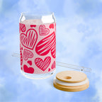 Scribbled Hearts Sipper Glass, 16oz