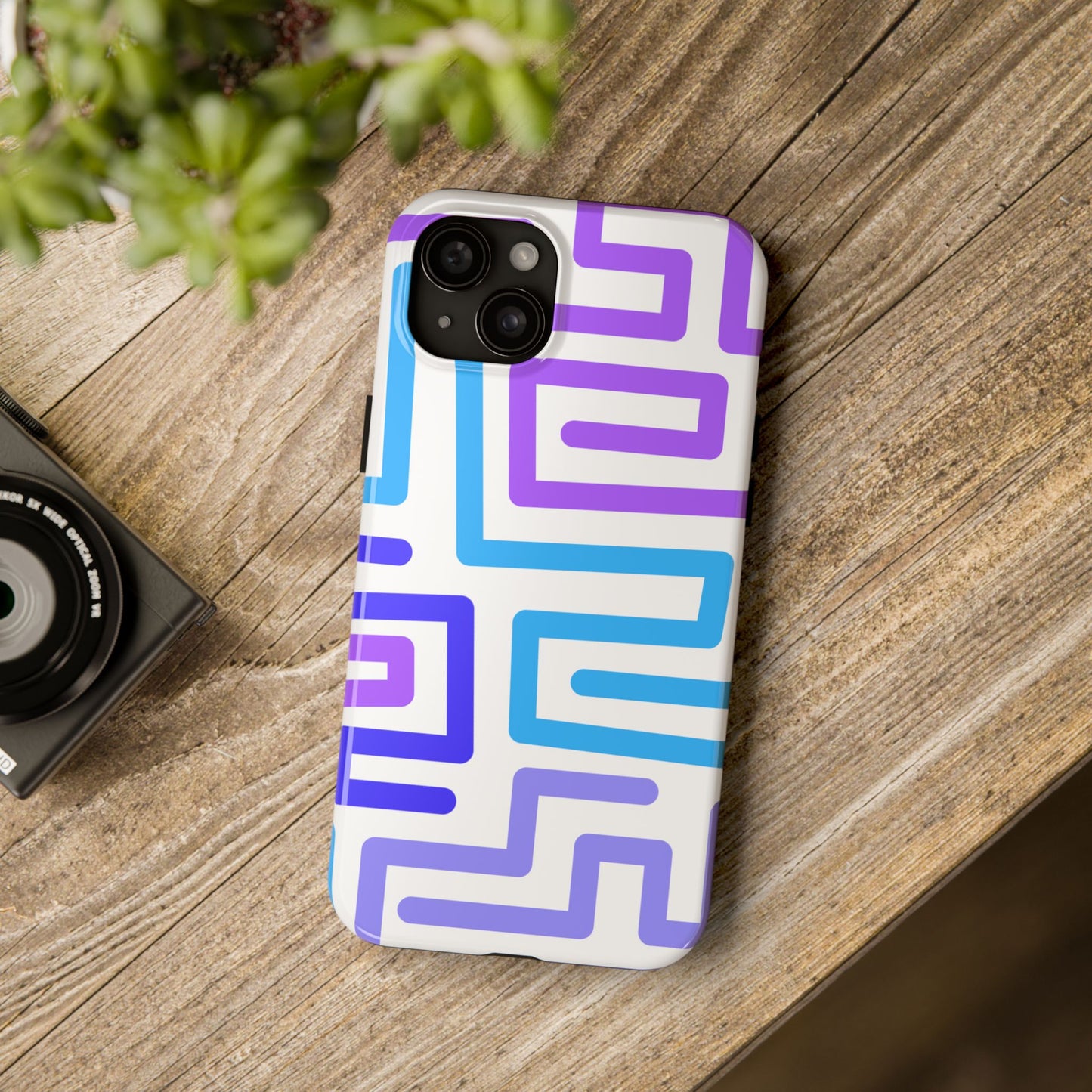 Abstract Neon Maze Phone Case