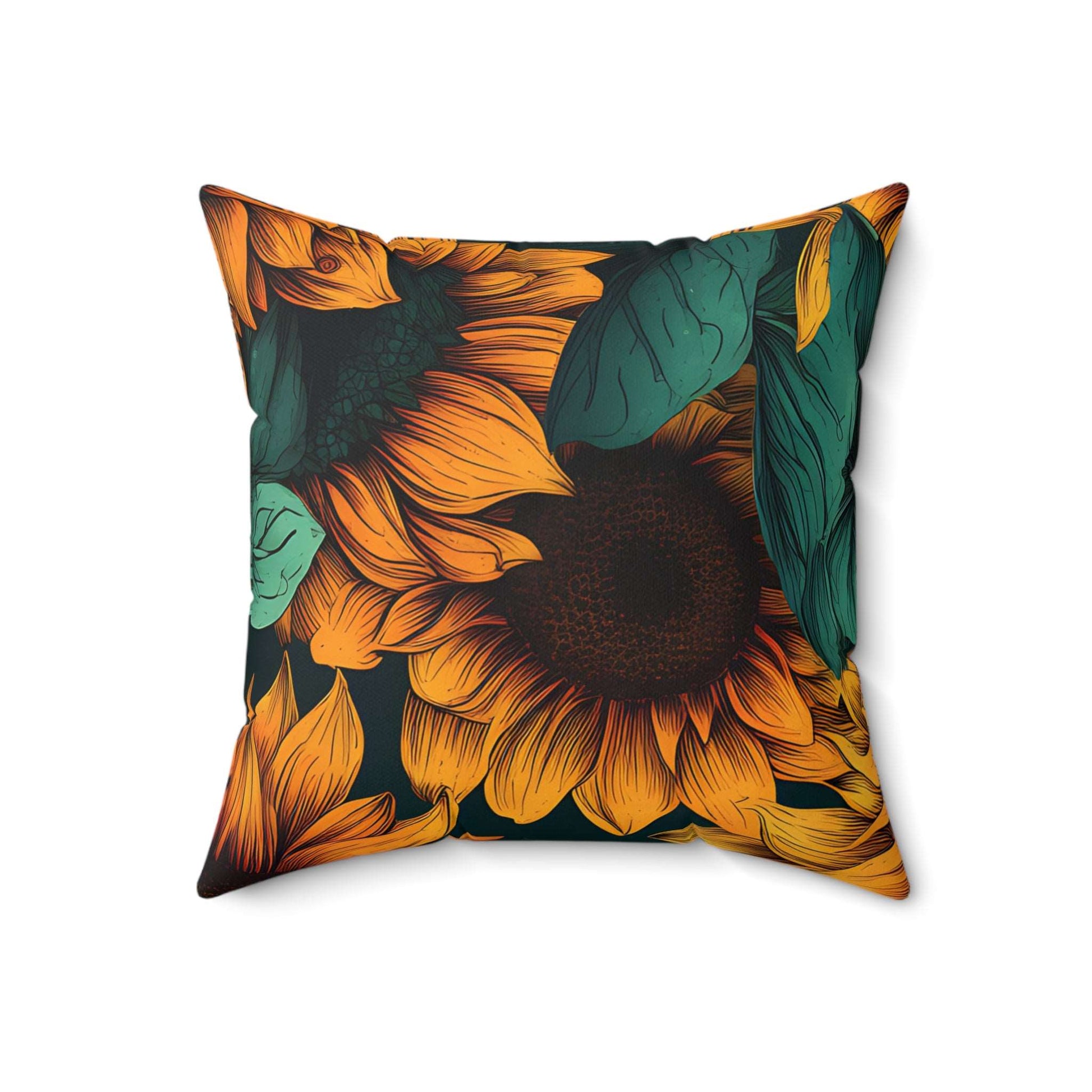 Midnight Sunflowers Square Pillow