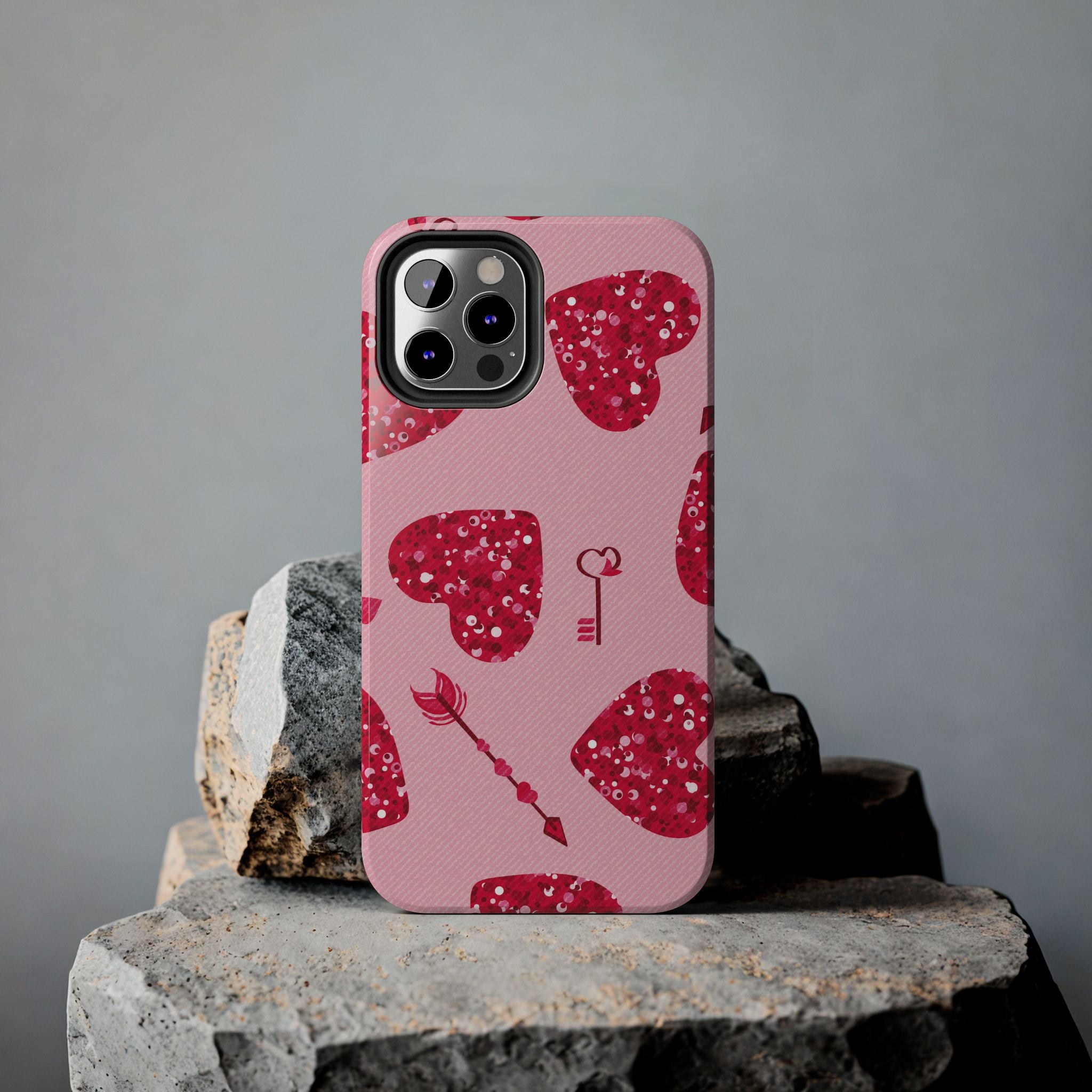 Sparkling Red Hearts Phone Case (Apple & Android)