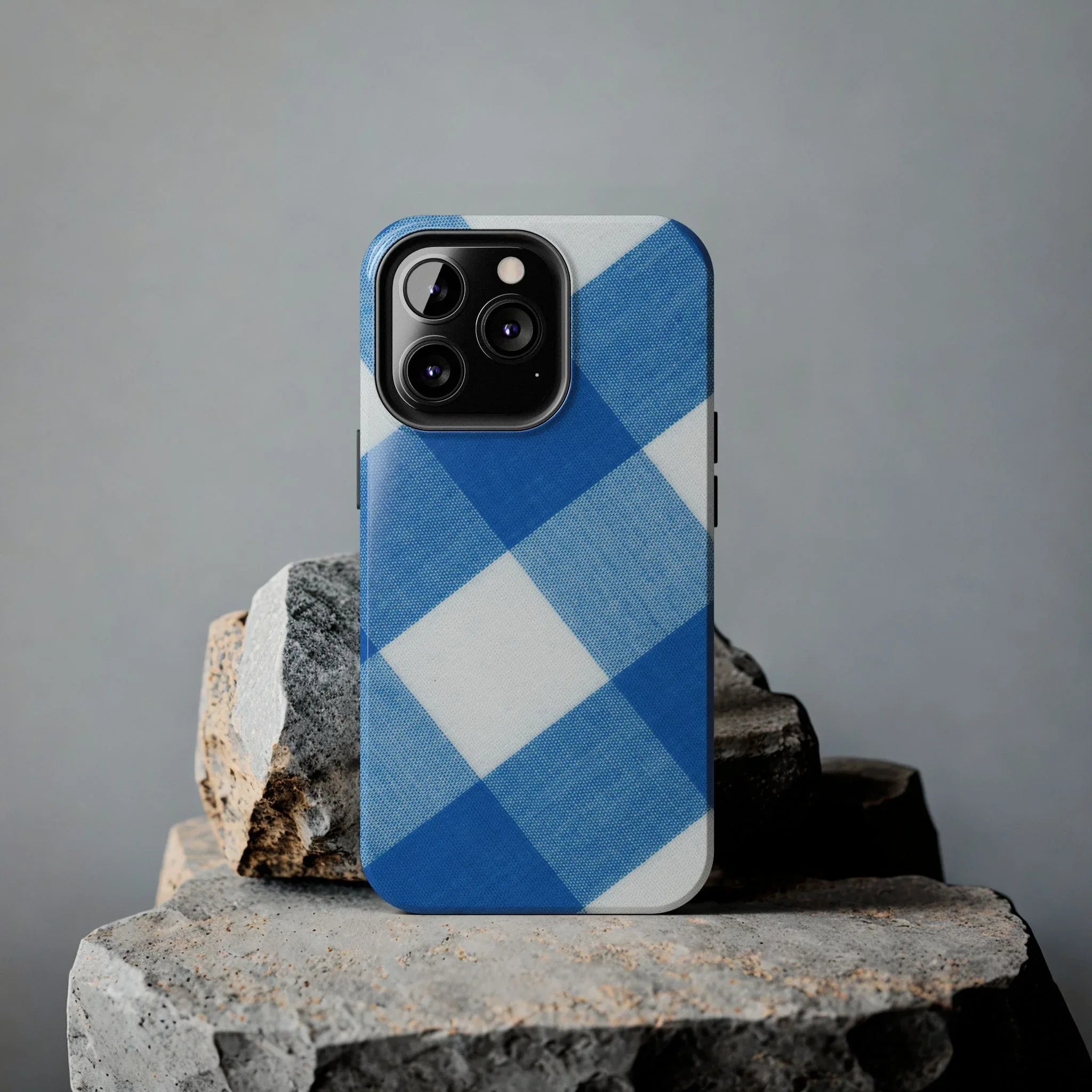 Classic Blue Gingham Phone Case (Apple & Android) - Pink Sweetheart