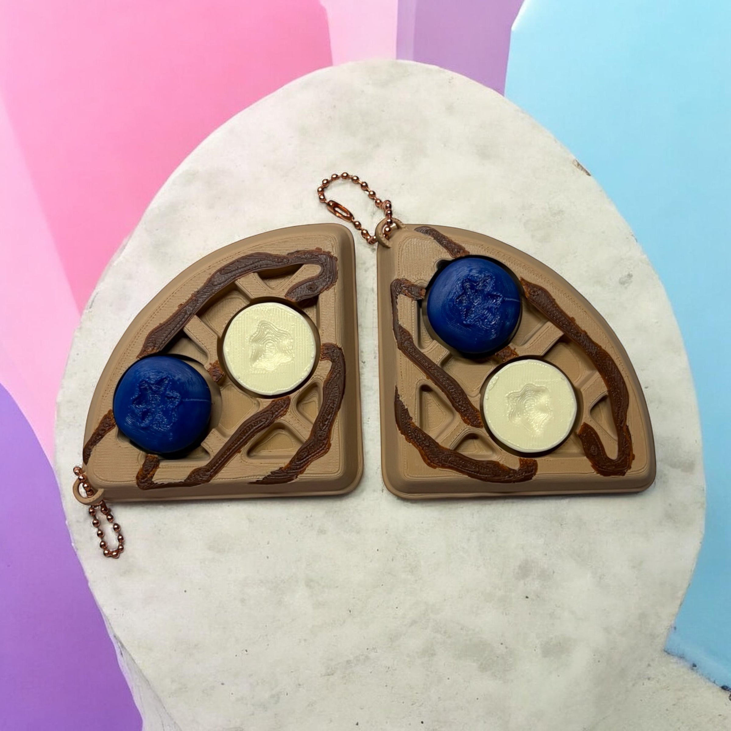 Breakfast Waffle Clicker Fidget Keychain