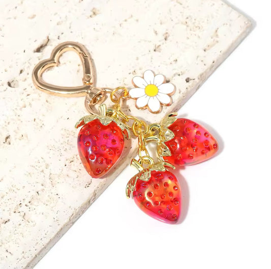 Sweet Red Strawberry Keychain Bag Charm