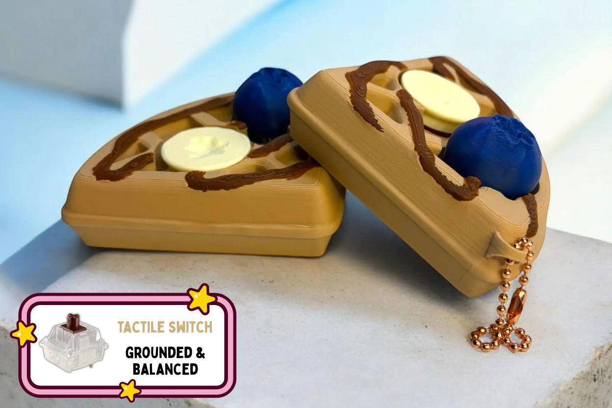 Breakfast Waffle Clicker Fidget Keychain