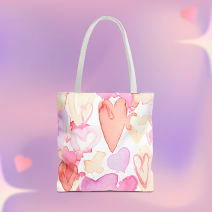 Watercolor Valentine Hearts Tote Bag