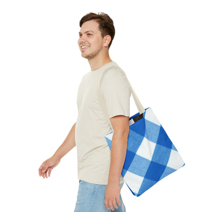 Chic Blue Gingham Tote Bag