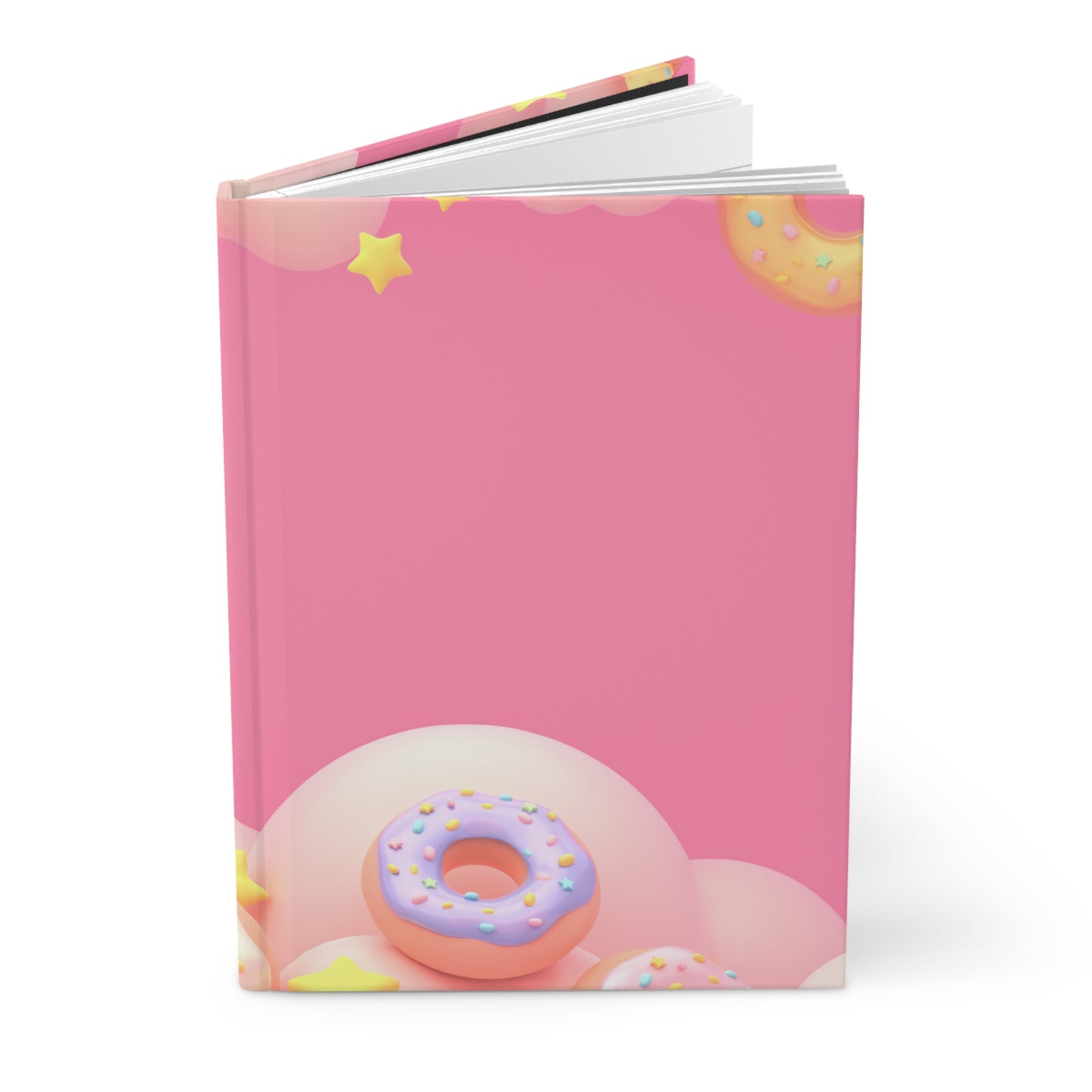 Cuaderno mate de tapa dura de Kawaii Donut Clouds 
