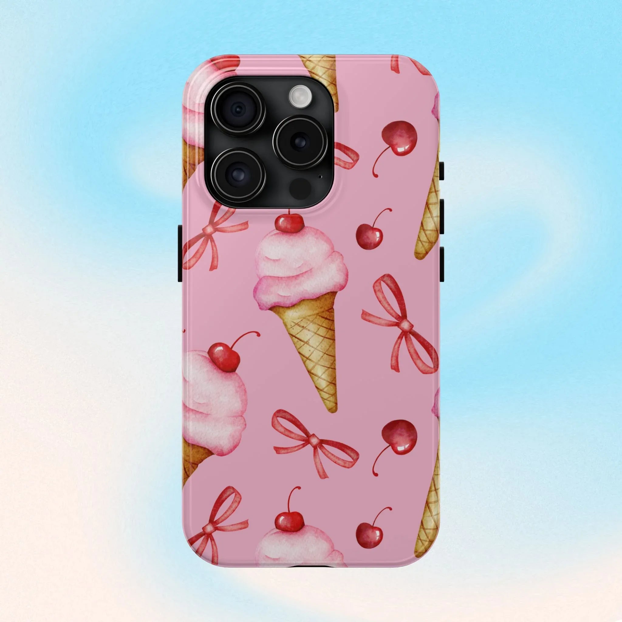 Cherry on Top Ice Cream Phone Case (Apple & Android) - Pink Sweetheart