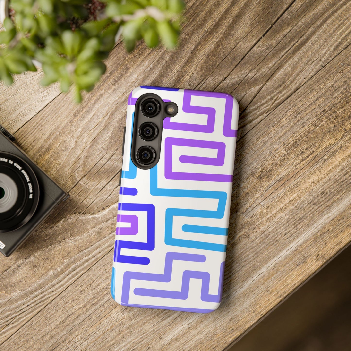 Abstract Neon Maze Phone Case