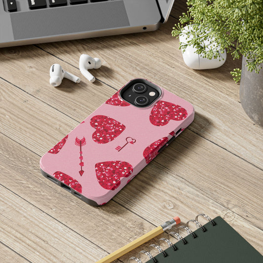 Sparkling Red Hearts Phone Case