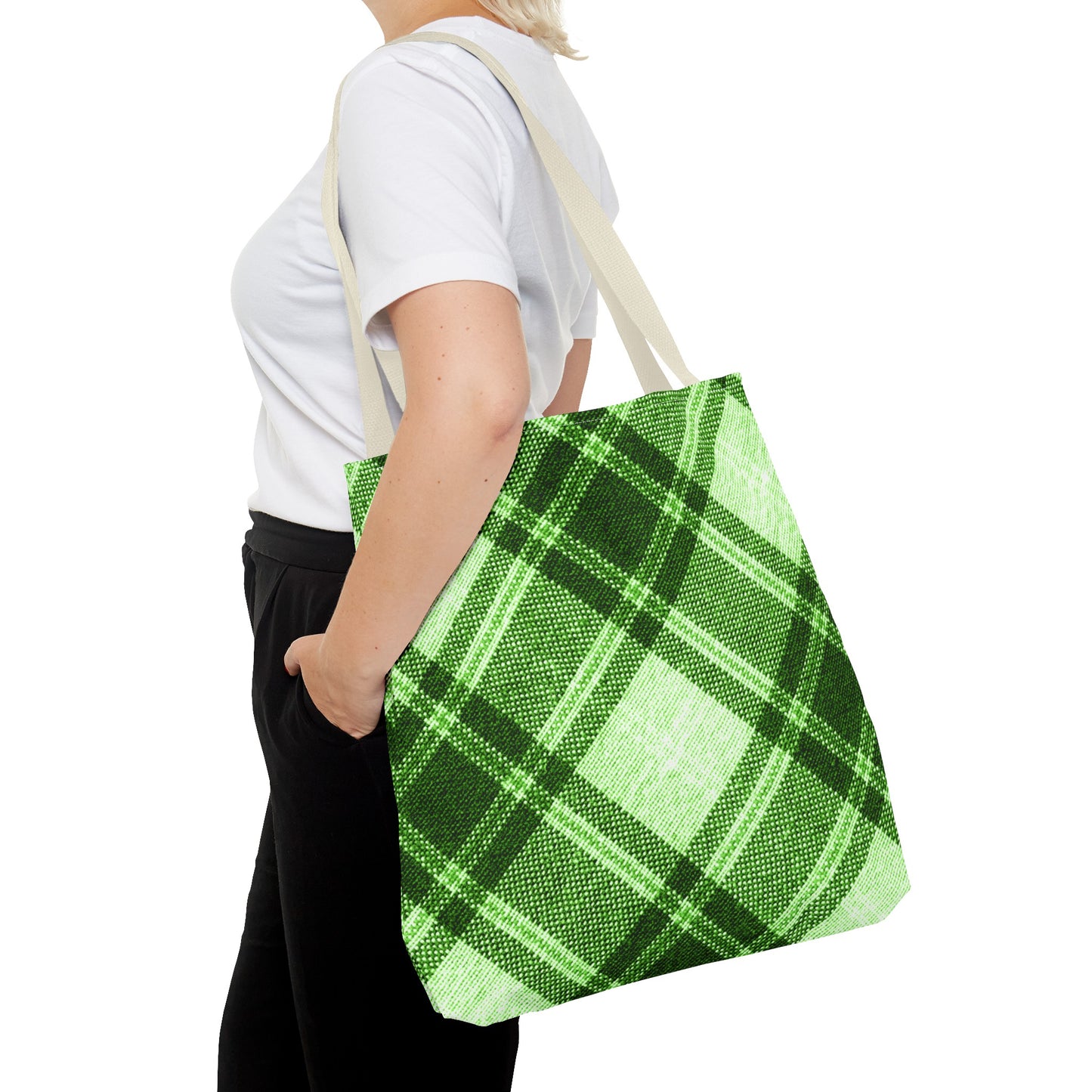 Lush Green Plaid Tote Bag