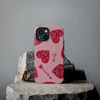 Sparkling Red Hearts Phone Case (Apple & Android)