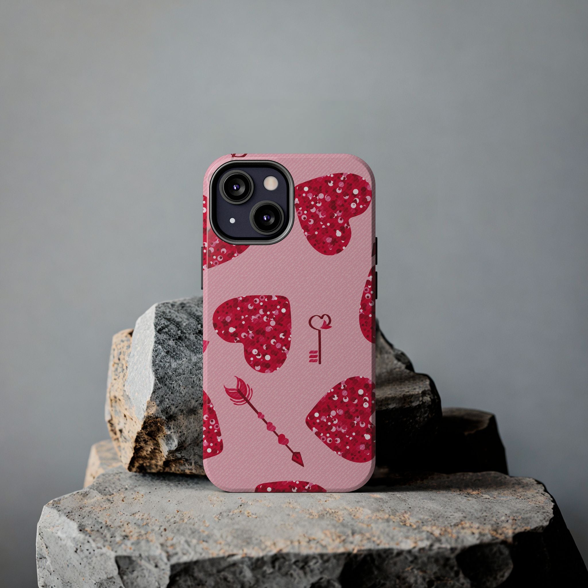 Sparkling Red Hearts Phone Case (Apple & Android)