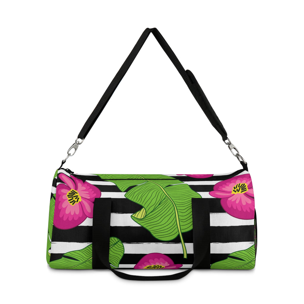 Striped Hibiscus Duffel Bag