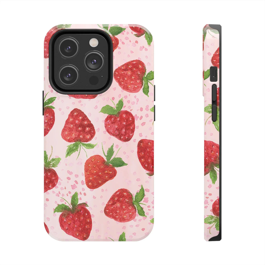 Cute Strawberries Phone Case (Apple & Android) - Pink Sweetheart