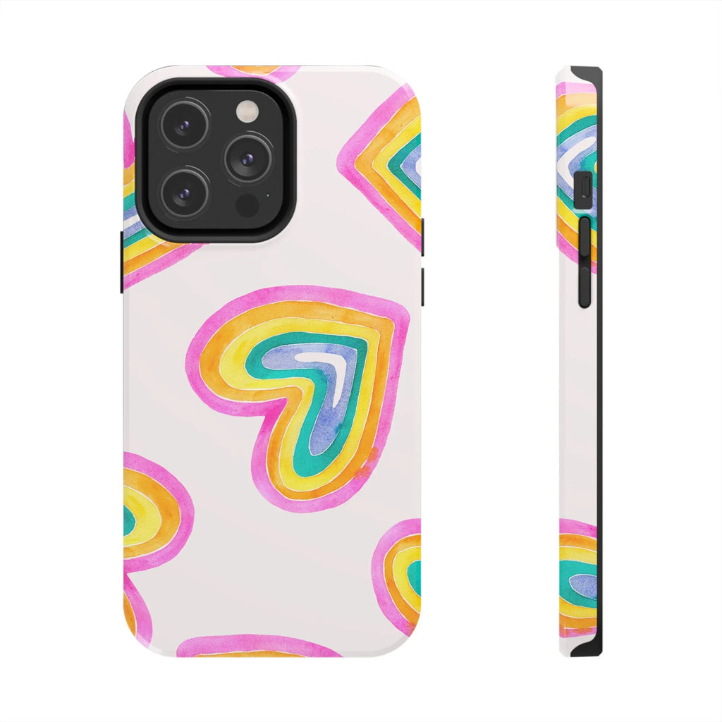 Rainbow Hearts Phone Case (Apple & Android) - Pink Sweetheart