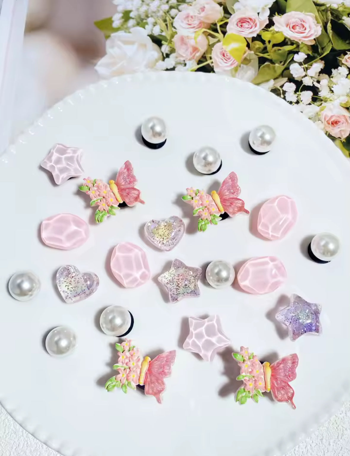 Blushing Butterfly Blossom Clog Charms Set