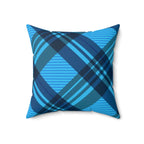 Blue Winter Plaid Square Pillow