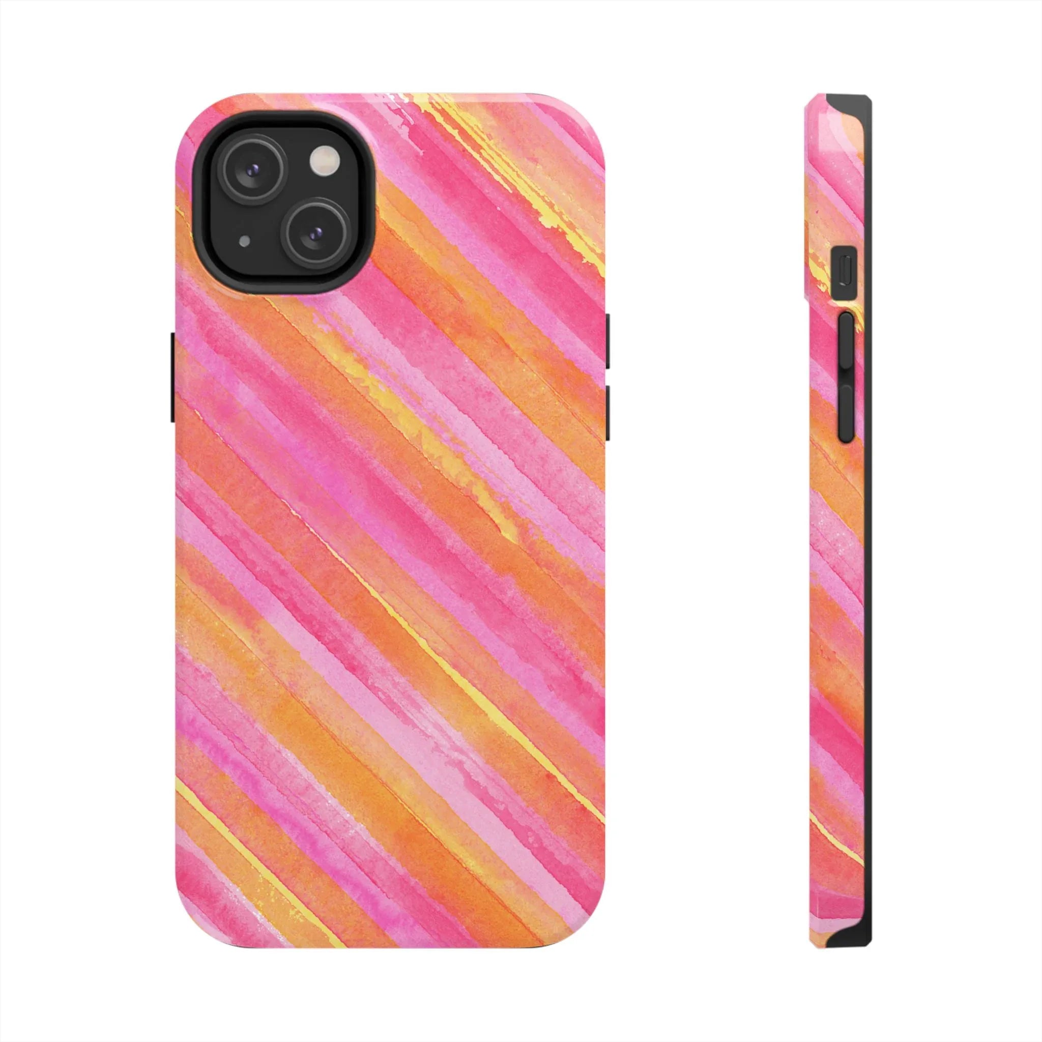 Pink Lemon Stripes Phone Case (Apple & Android) - Pink Sweetheart