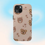 Boho Brown Bear Phone Case (Apple & Android) - Pink Sweetheart