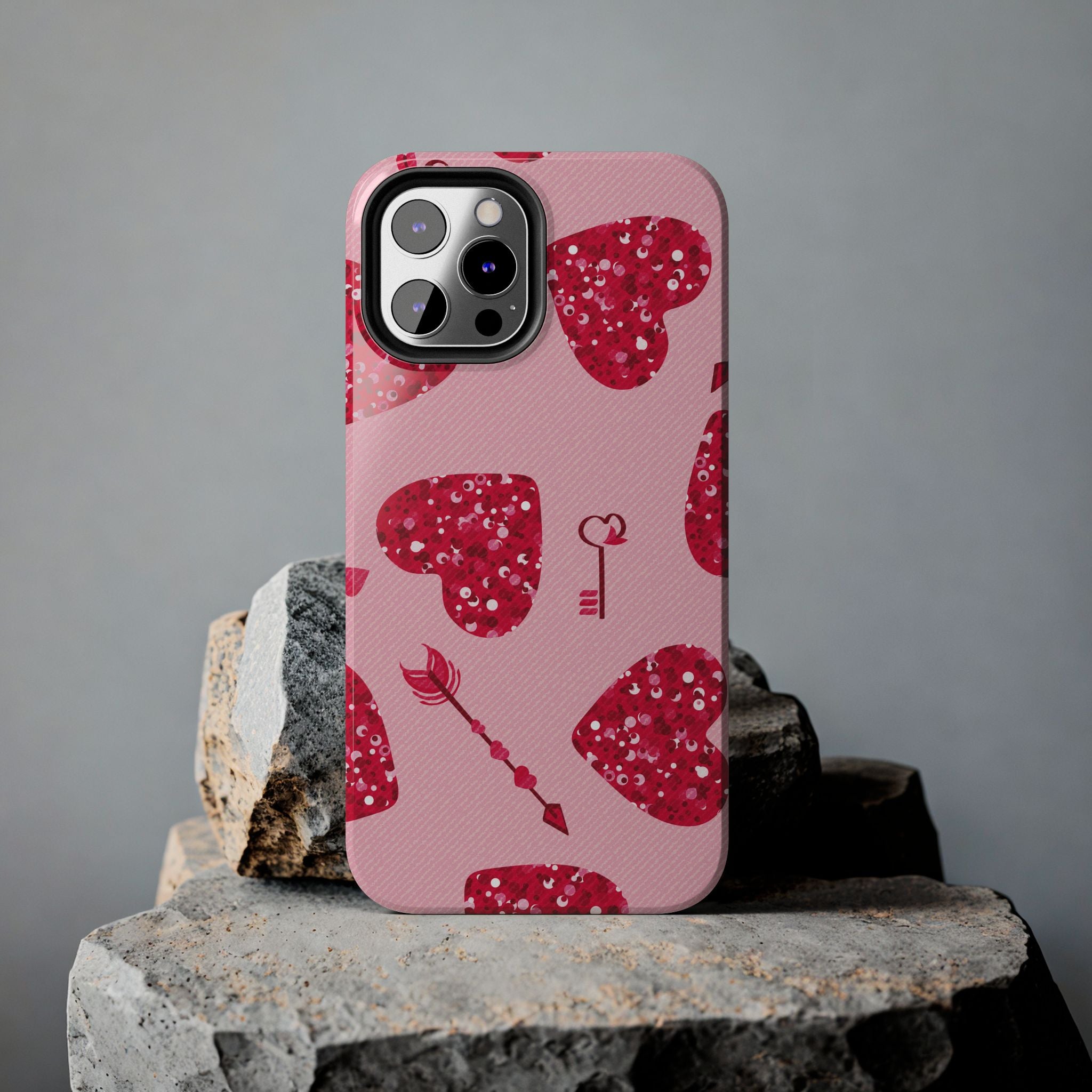 Sparkling Red Hearts Phone Case (Apple & Android)