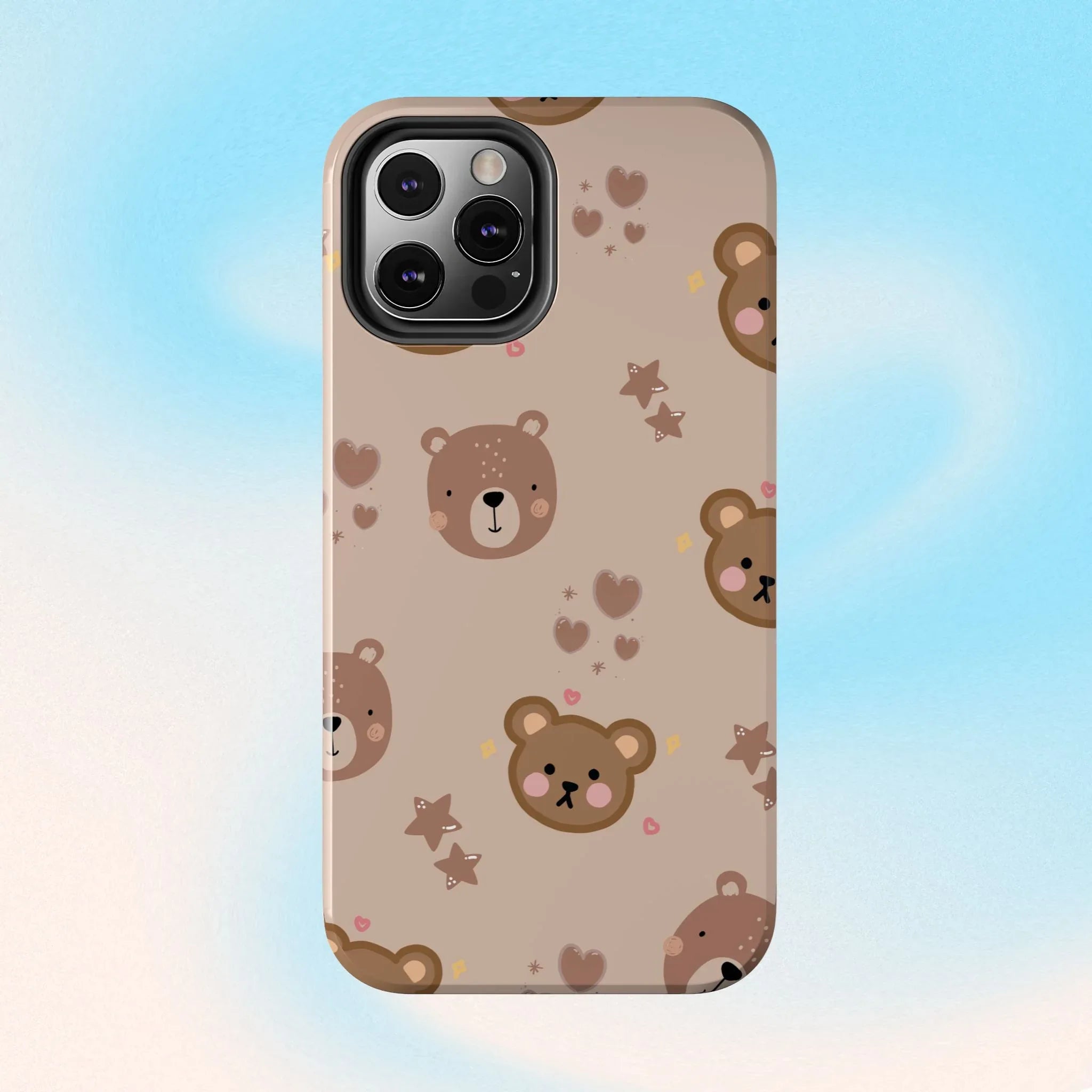 Boho Brown Bear Phone Case (Apple & Android) - Pink Sweetheart