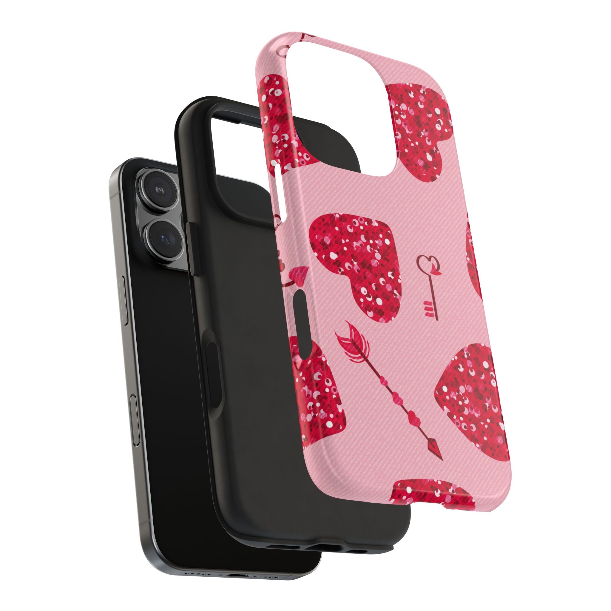 Sparkling Red Hearts Phone Case (Apple & Android)