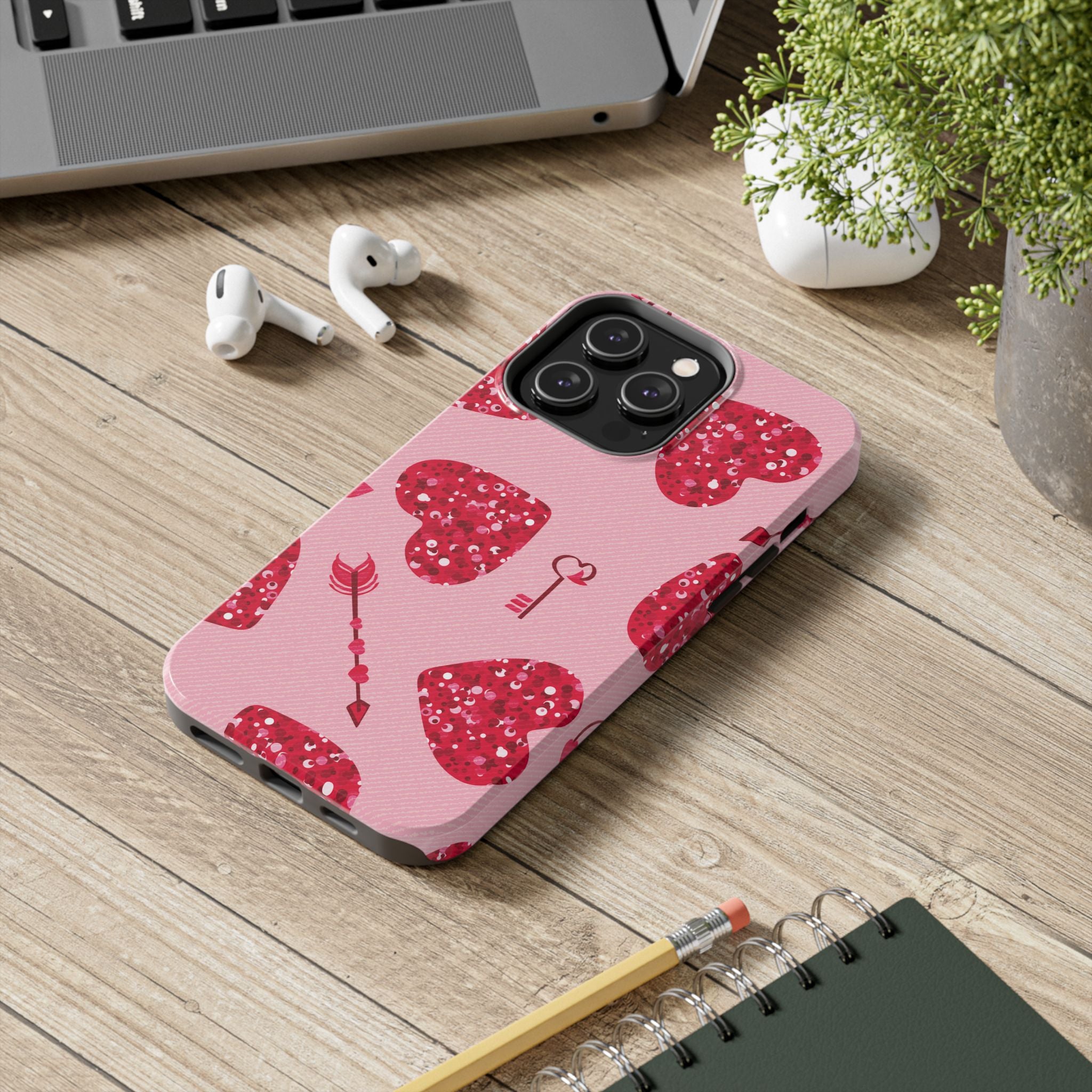 Sparkling Red Hearts Phone Case (Apple & Android)