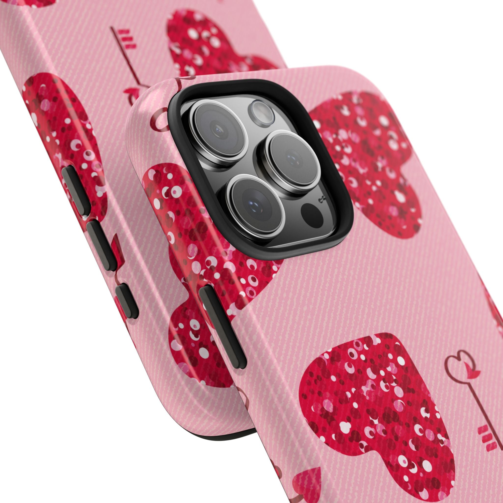 Sparkling Red Hearts Phone Case (Apple & Android)