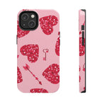 Sparkling Red Hearts Phone Case (Apple & Android) - Pink Sweetheart