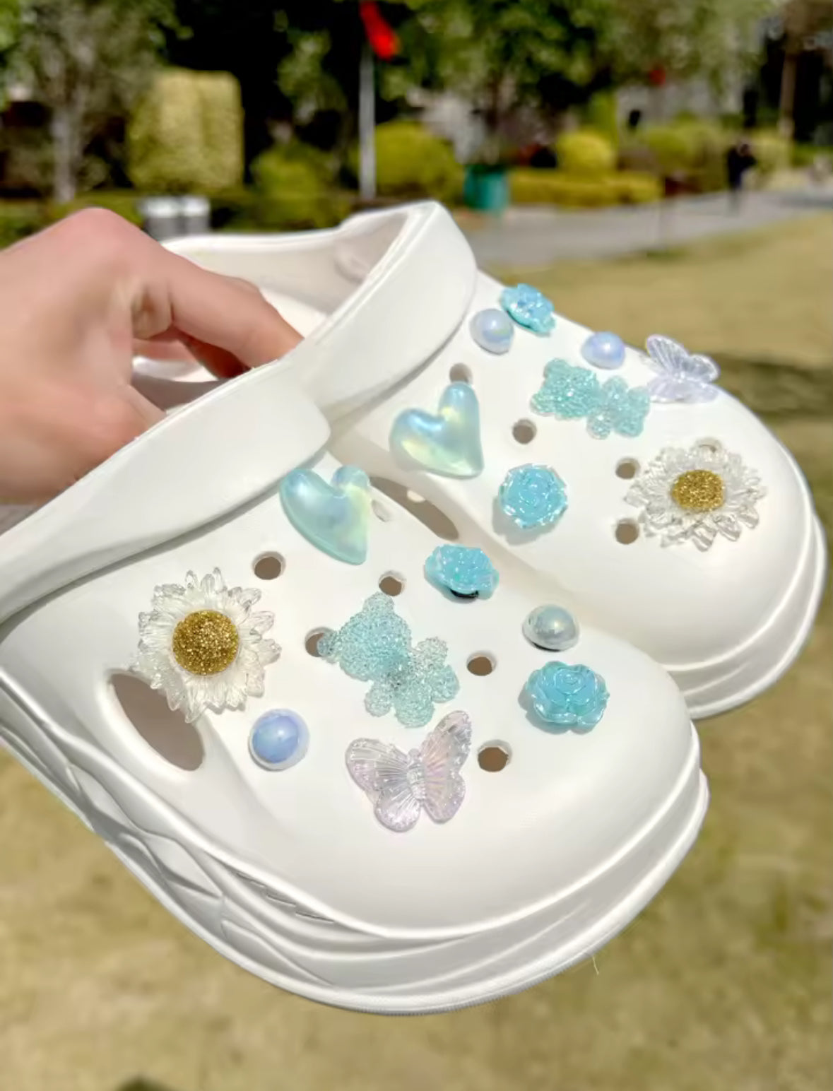 Aquamarine Pearl Garden Clog Charms Set