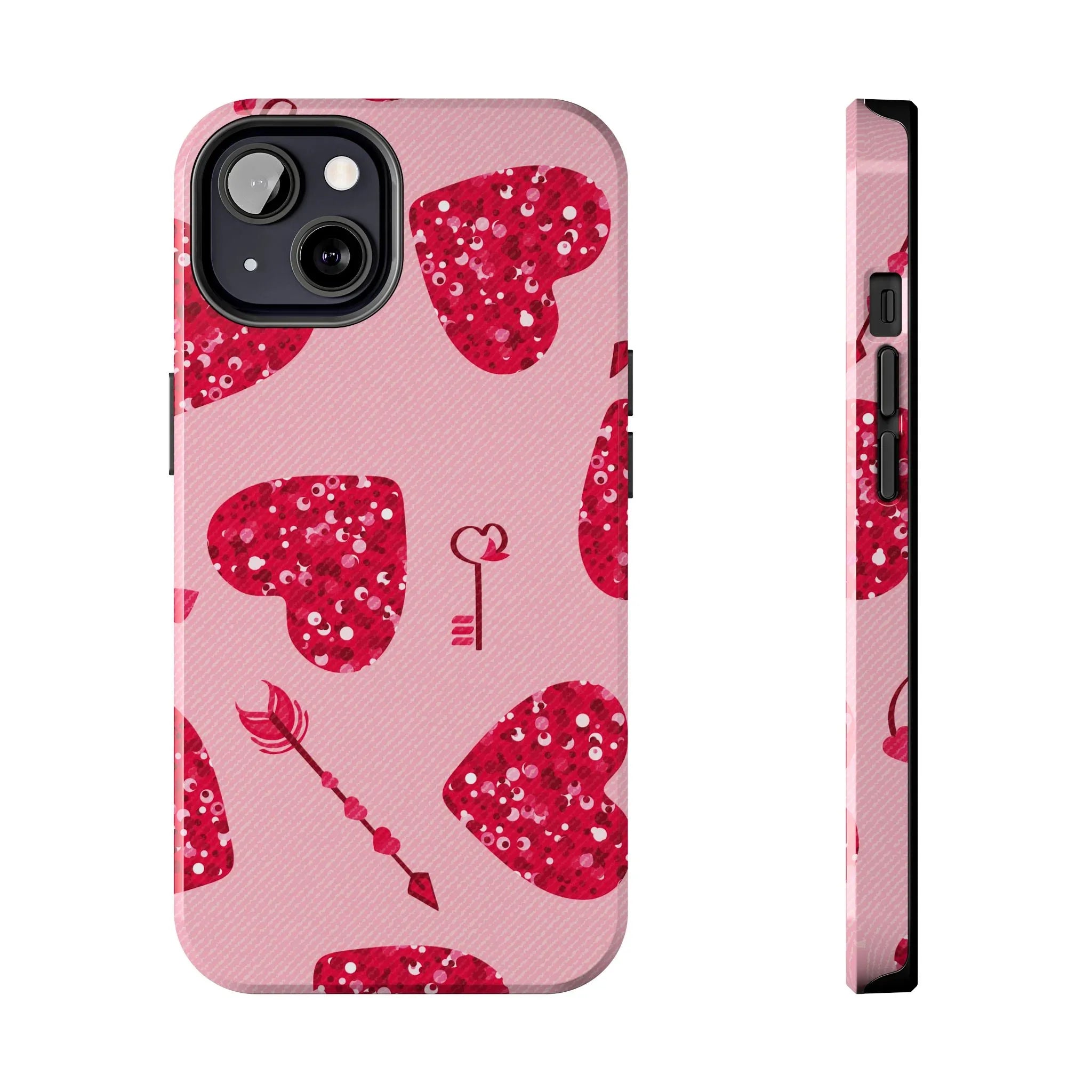 Sparkling Red Hearts Phone Case (Apple & Android) - Pink Sweetheart