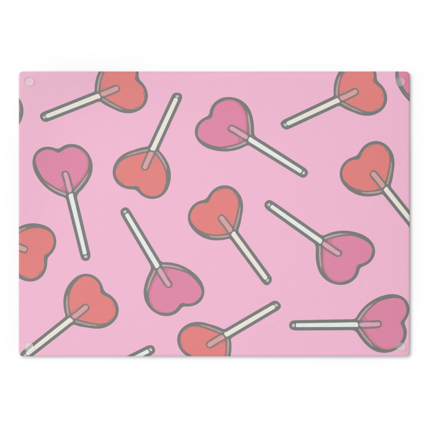 Heart Lollipops Glass Cutting Board