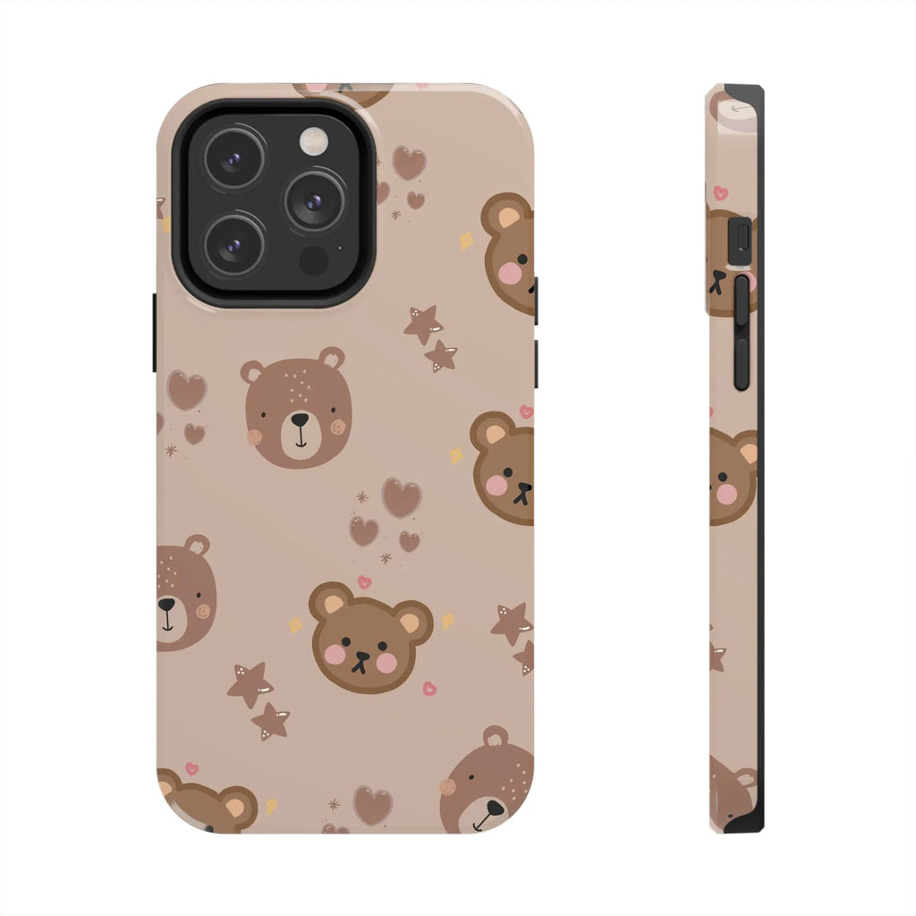 Boho Brown Bear Phone Case (Apple & Android) - Pink Sweetheart