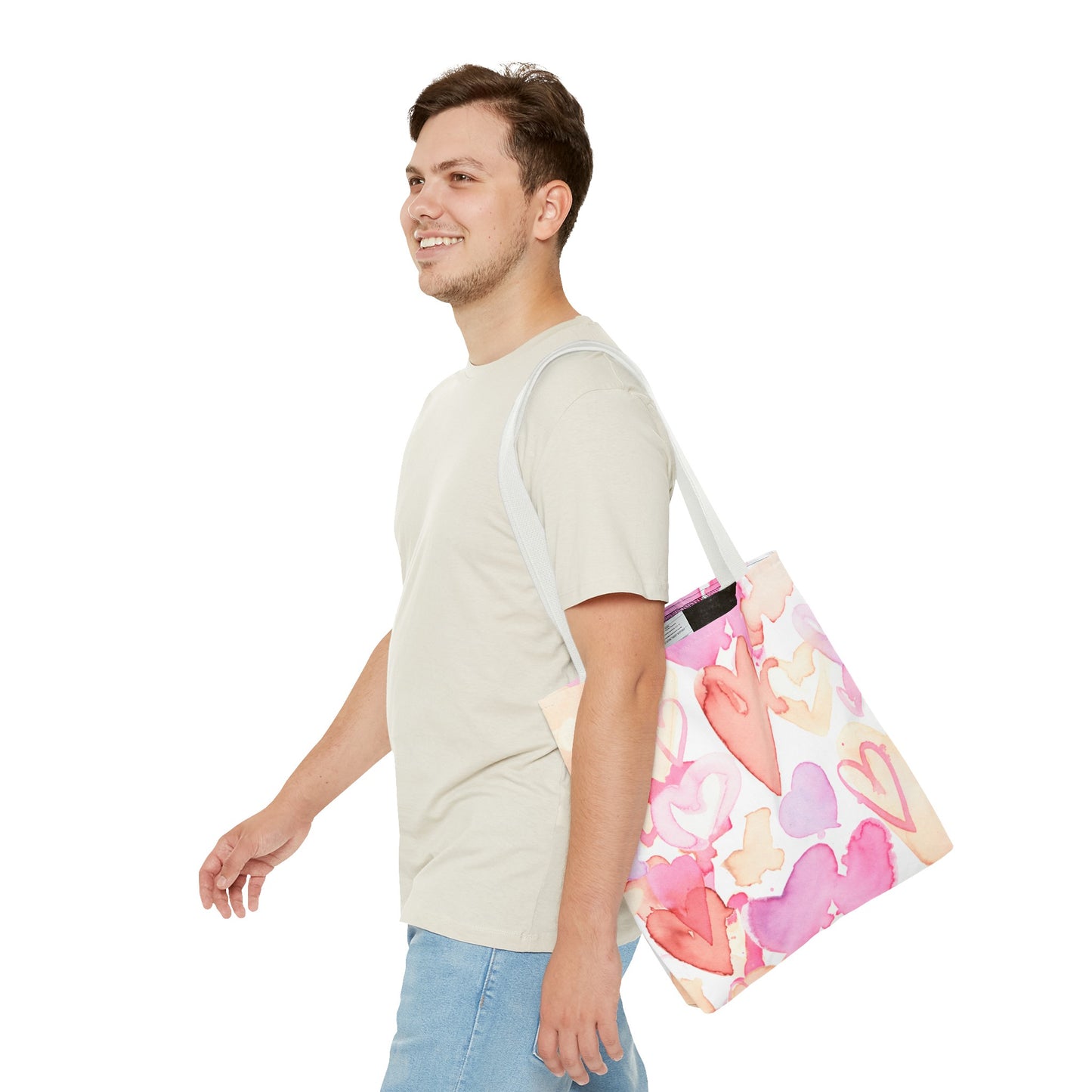 Watercolor Valentine Hearts Tote Bag