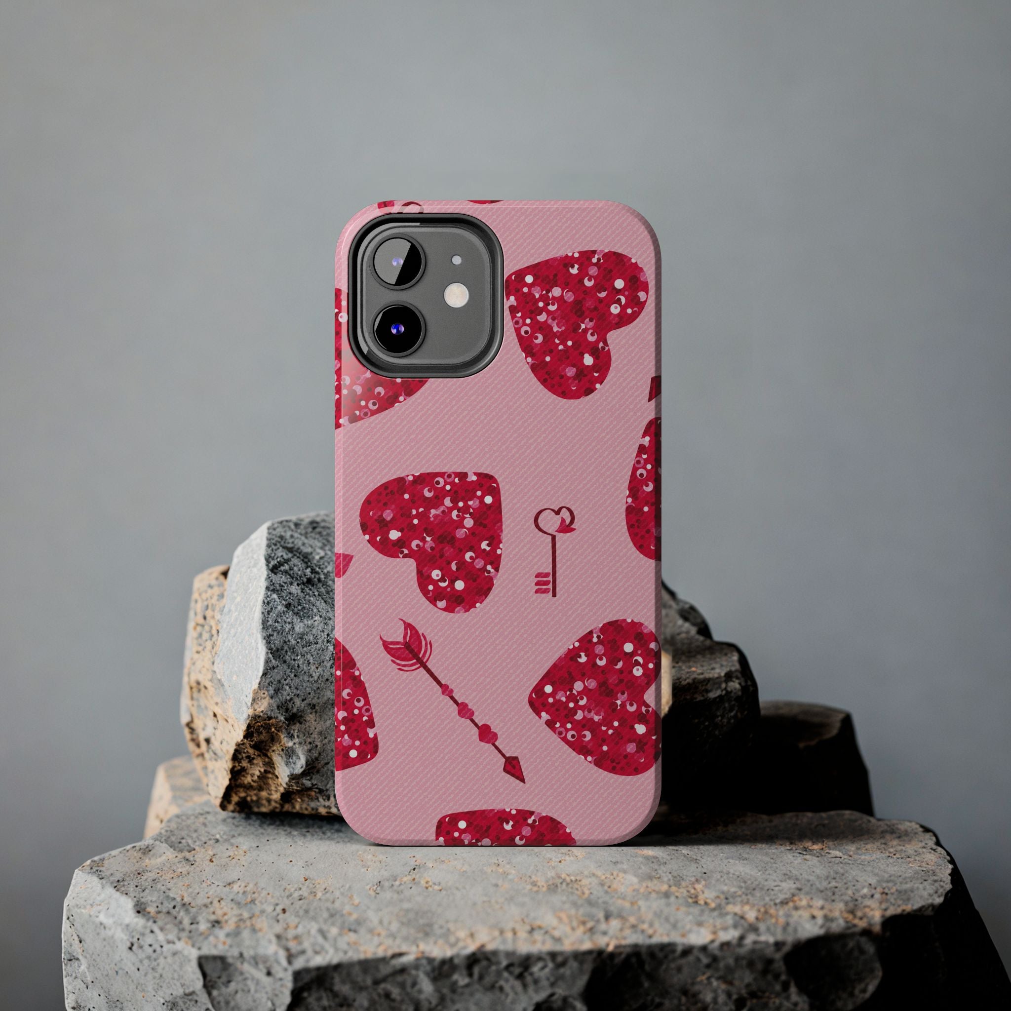 Sparkling Red Hearts Phone Case (Apple & Android)