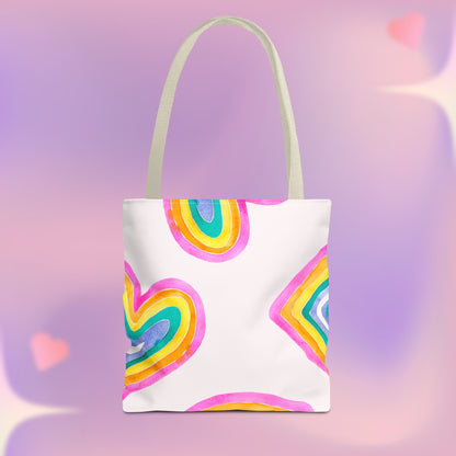 Rainbow Hearts Tote Bag