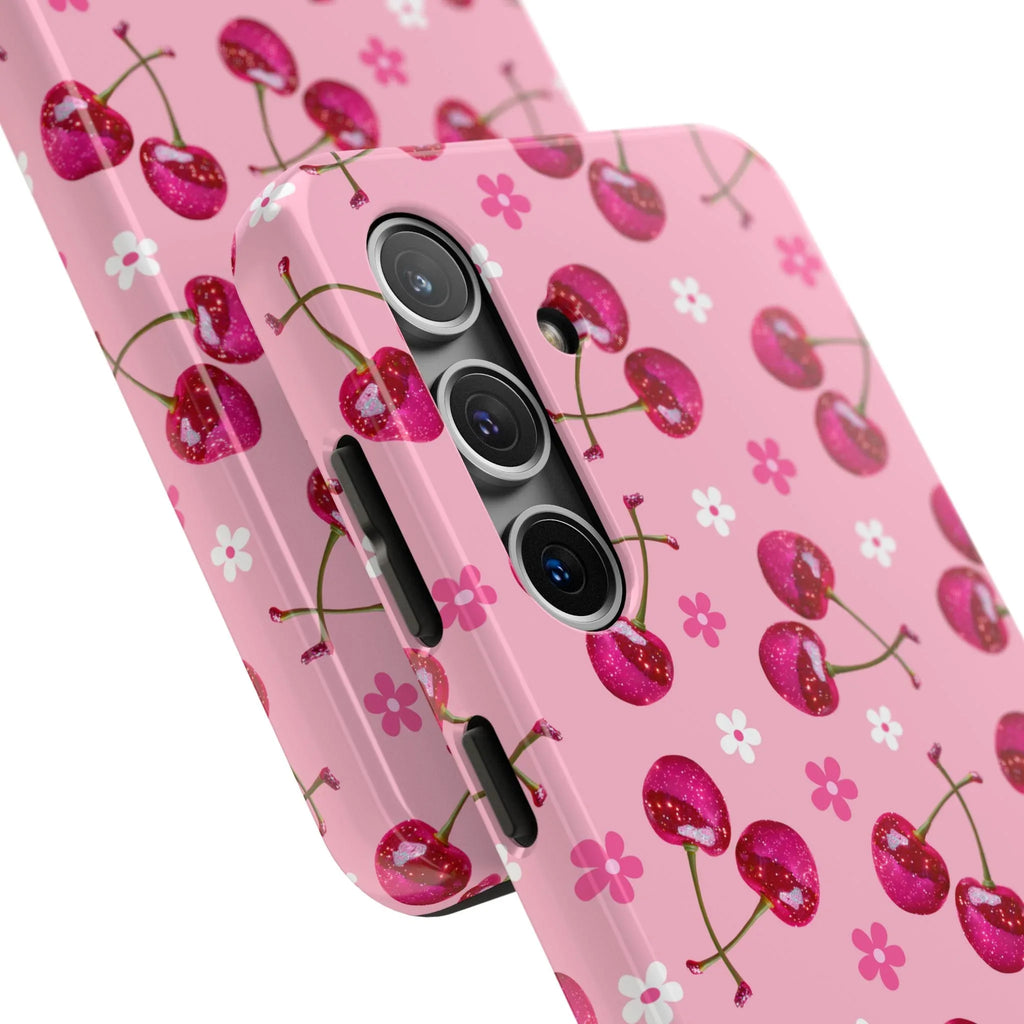 Pink Cherry Sparkle Pattern Tough Phone Case (Apple & Android) - Pink Sweetheart