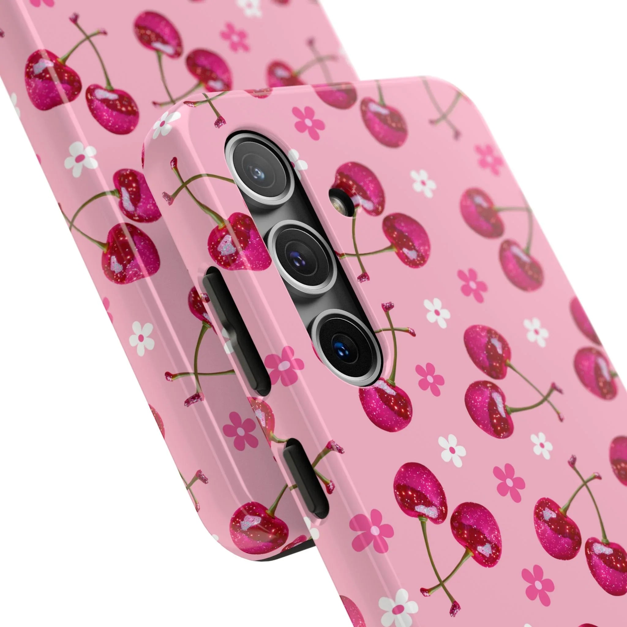 Pink Cherry Sparkle Pattern Tough Phone Case (Apple & Android) - Pink Sweetheart