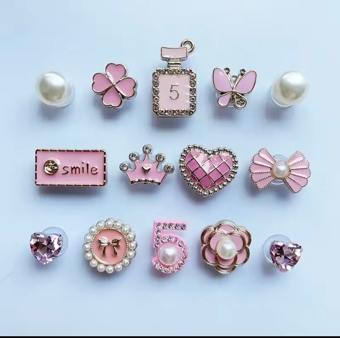 Dainty Pink Coquette Clog Charms Set