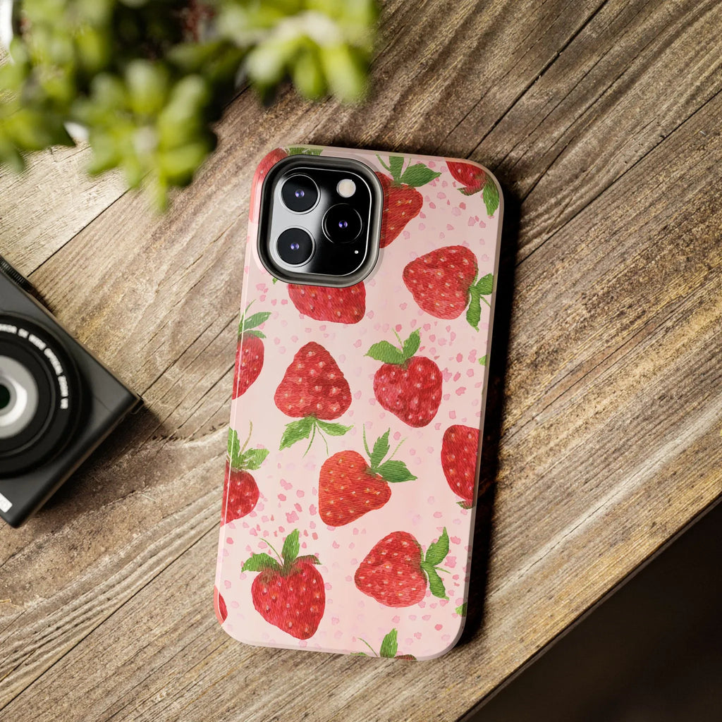 Cute Strawberries Phone Case (Apple & Android) - Pink Sweetheart